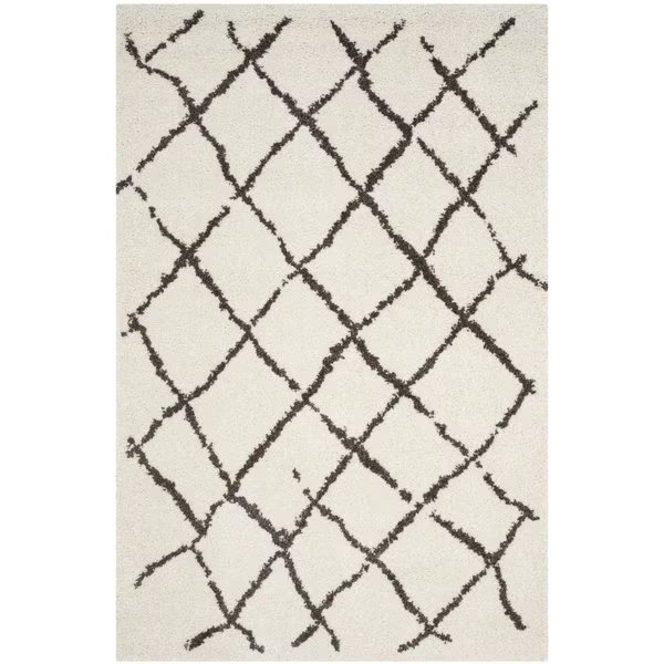 9 x 12 ft. Contemporary Rectangle Berber Shag Area Rug, Creme & Brown, Safavieh, Mfr#: BER162A-9